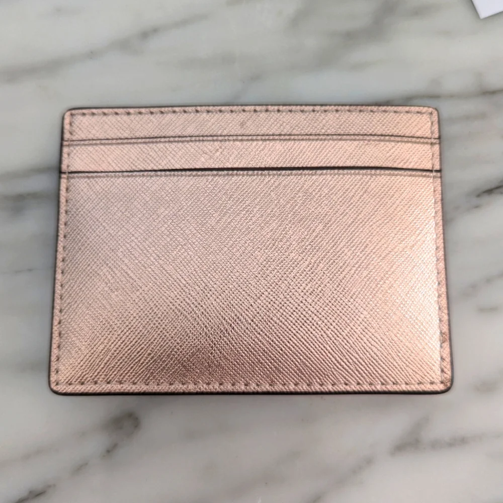 NWT Kate Spade Limited Edition Kenzie Saffia Cardholder Metallic Rose Gold